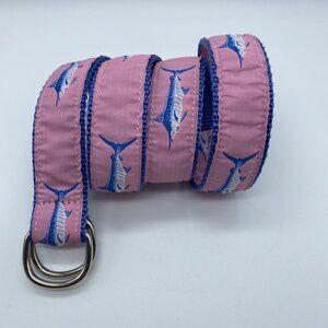 Leather Man Pink w/ Swordfish D-Ring Belt Men's Size M End to End 39"
